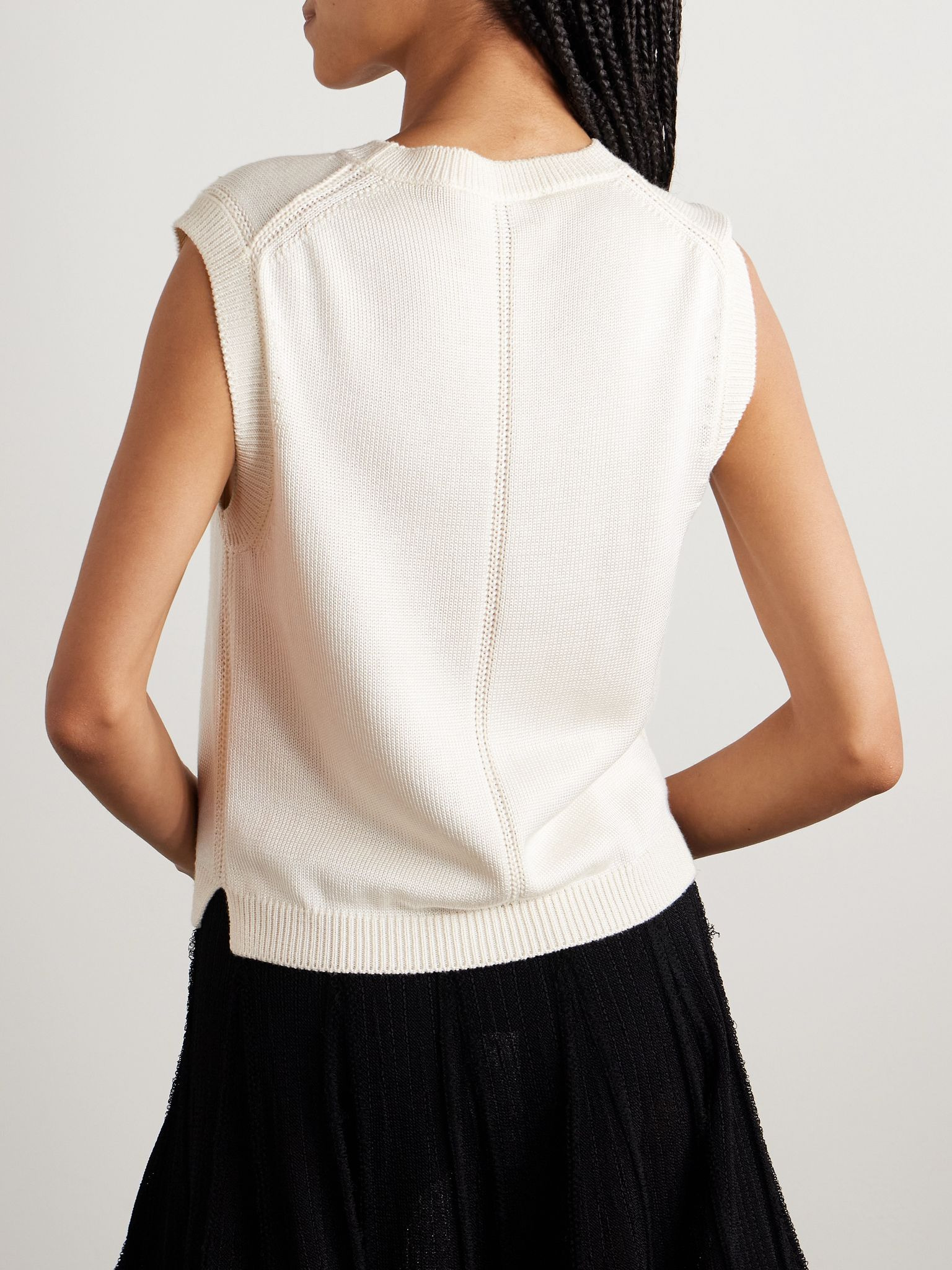 Emily pointelle-knit tank Off-white - 3