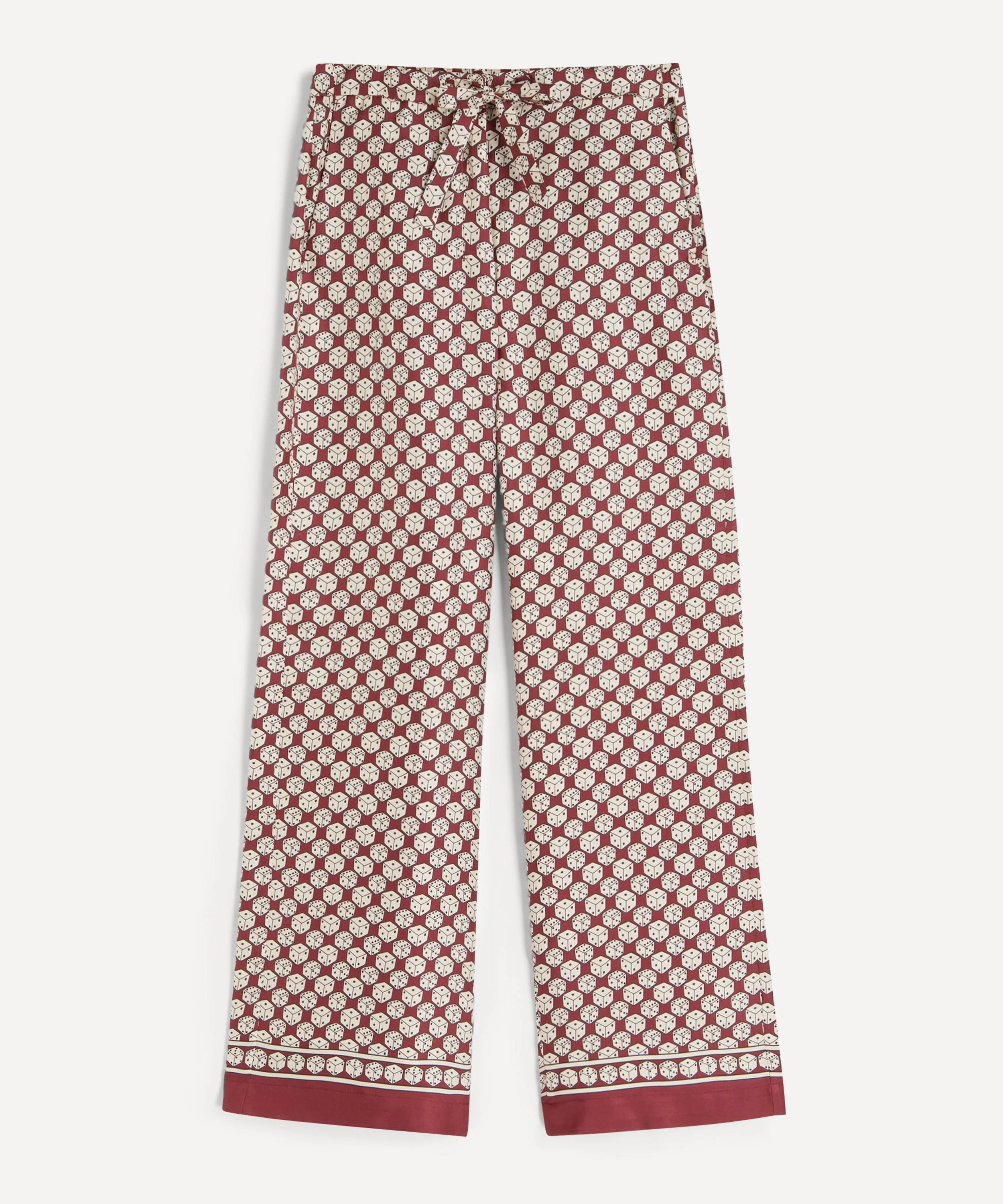 Amelia Printed Drawstring Silk Twill Trousers - 1