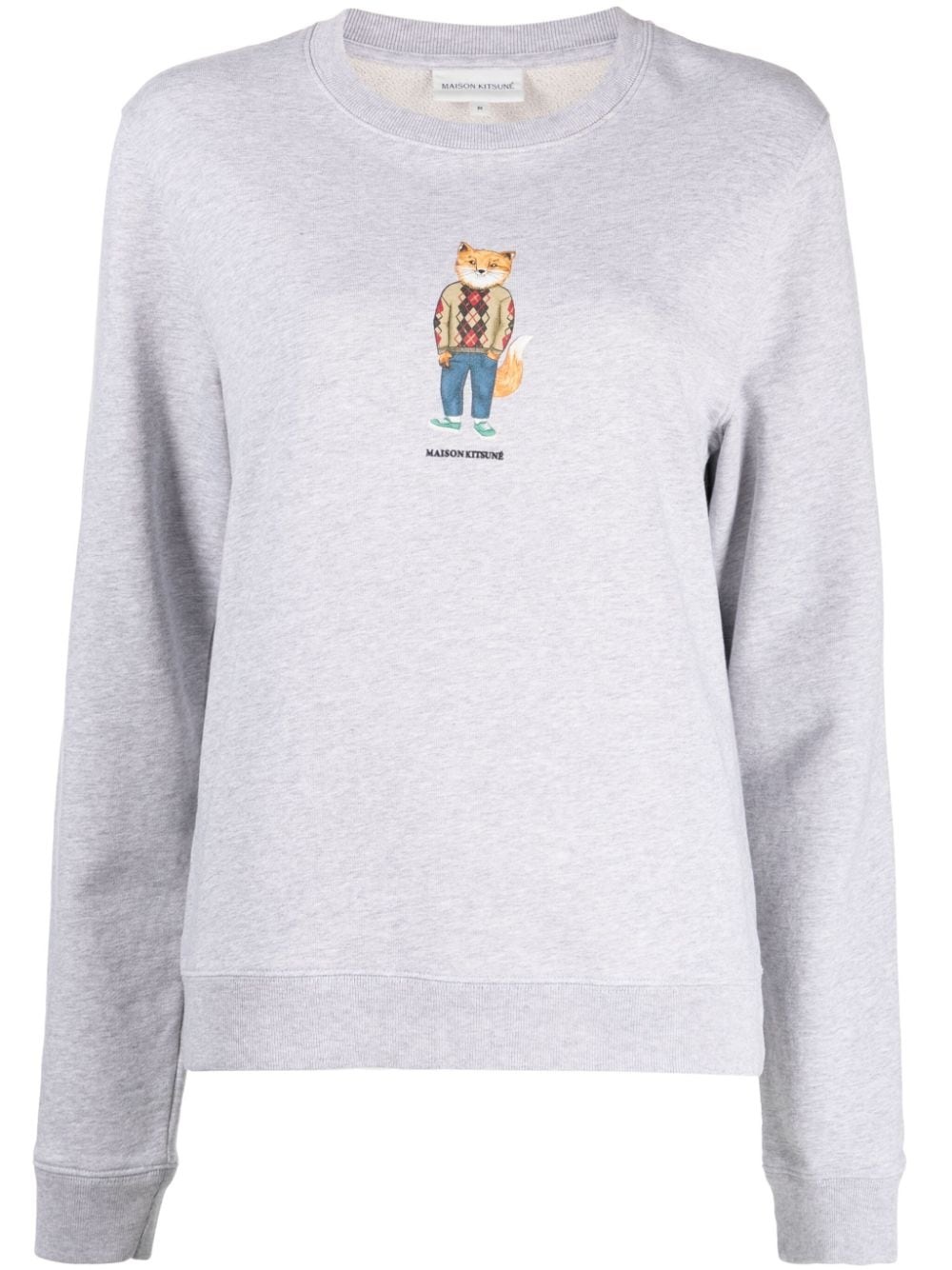 fox-print cotton sweatshirt - 1