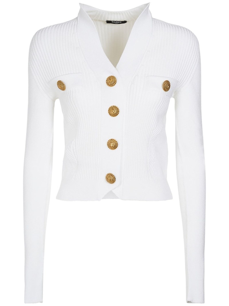 Ribbed viscose jersey cardigan - 1