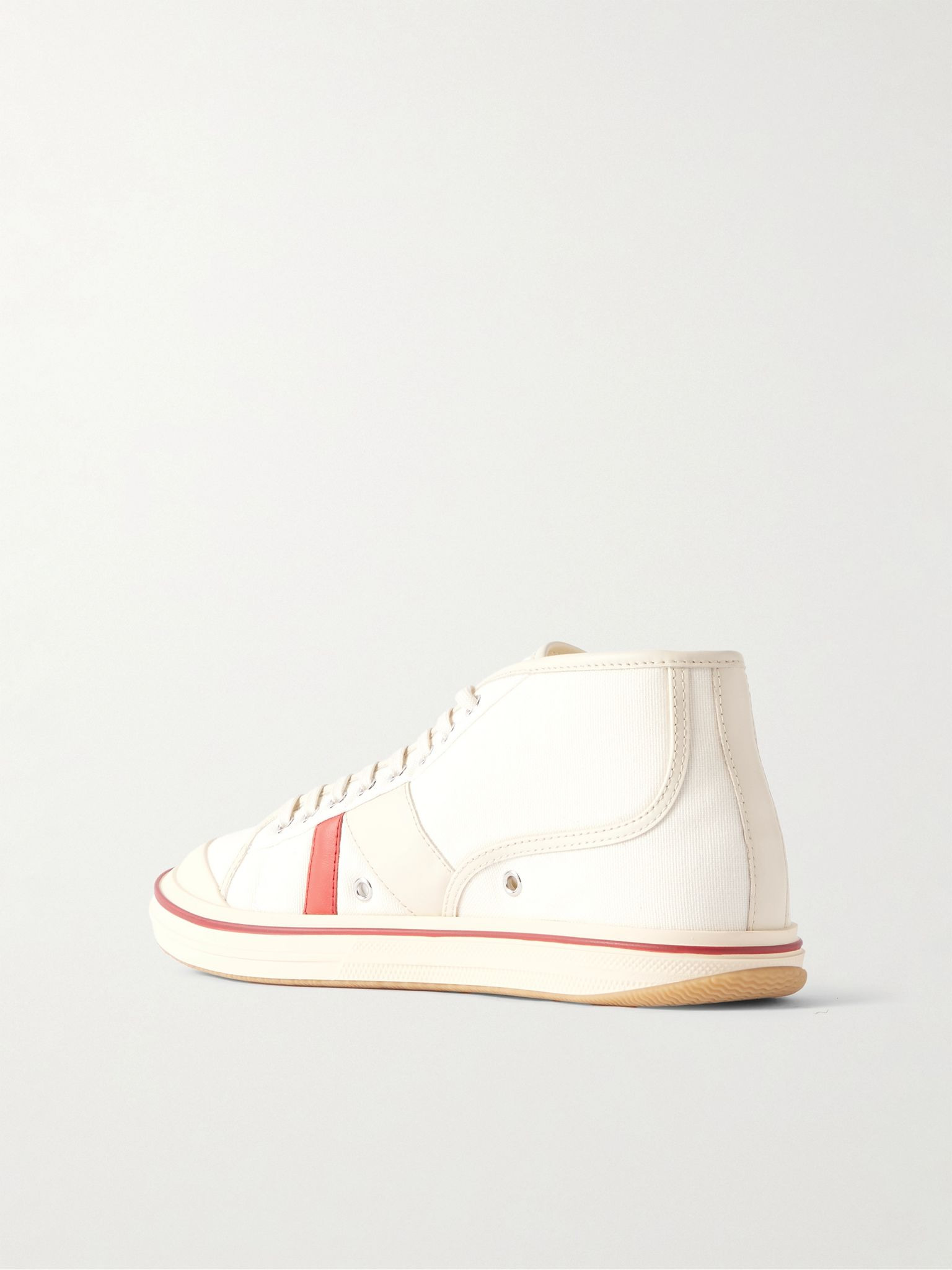 Logo-Appliquéd Leather-Trimmed Canvas Sneakers White - 4