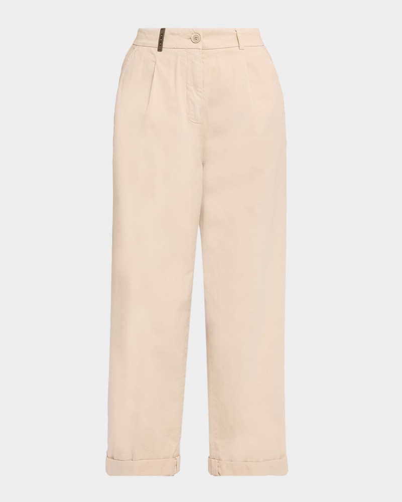 Stretch Cotton Straight-Leg Trousers 1