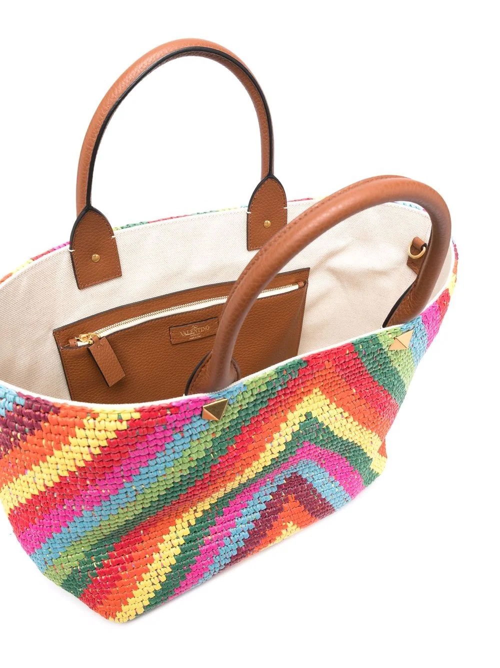 Optical logo woven tote bag - 6