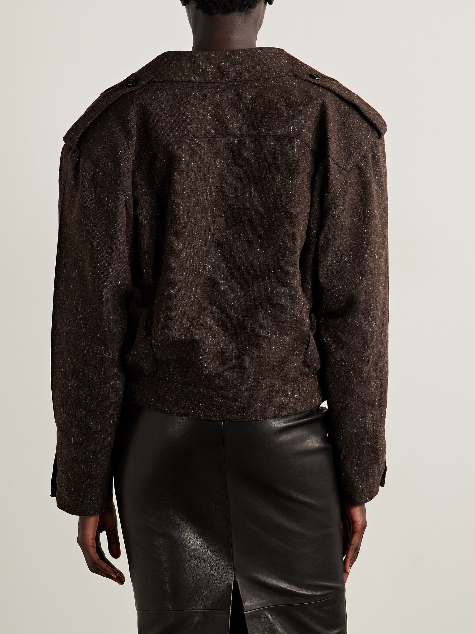 Kiso wool-blend canvas jacket Brown - 4