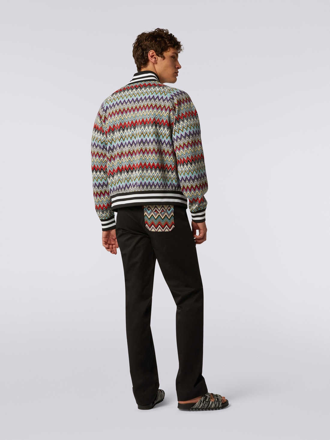 Cotton bomber jacket with multicoloured chevron pattern - 4
