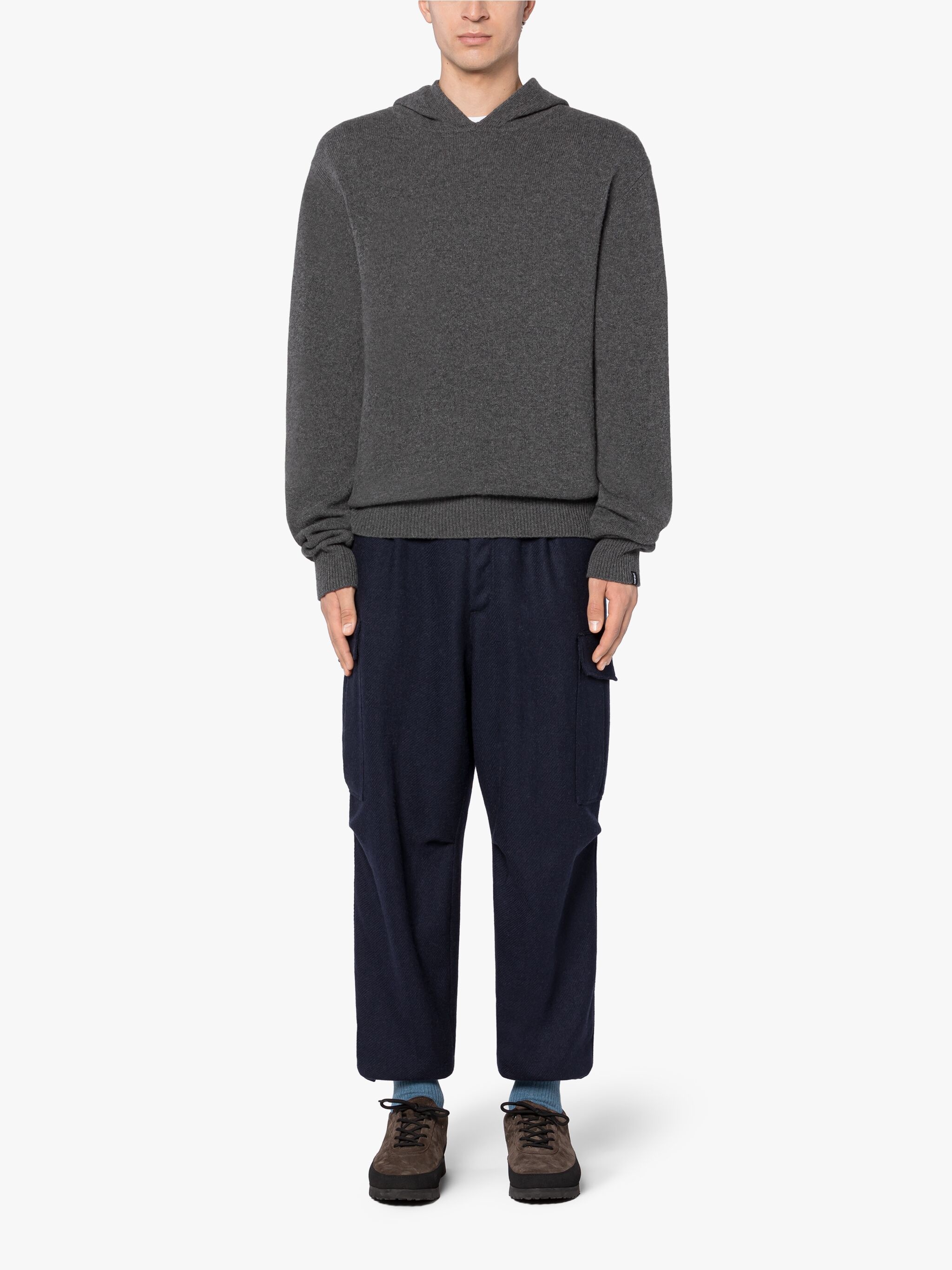 WIVERTON GRAPHITE MERINO WOOL & CASHMERE HOODED SWEATER - 2