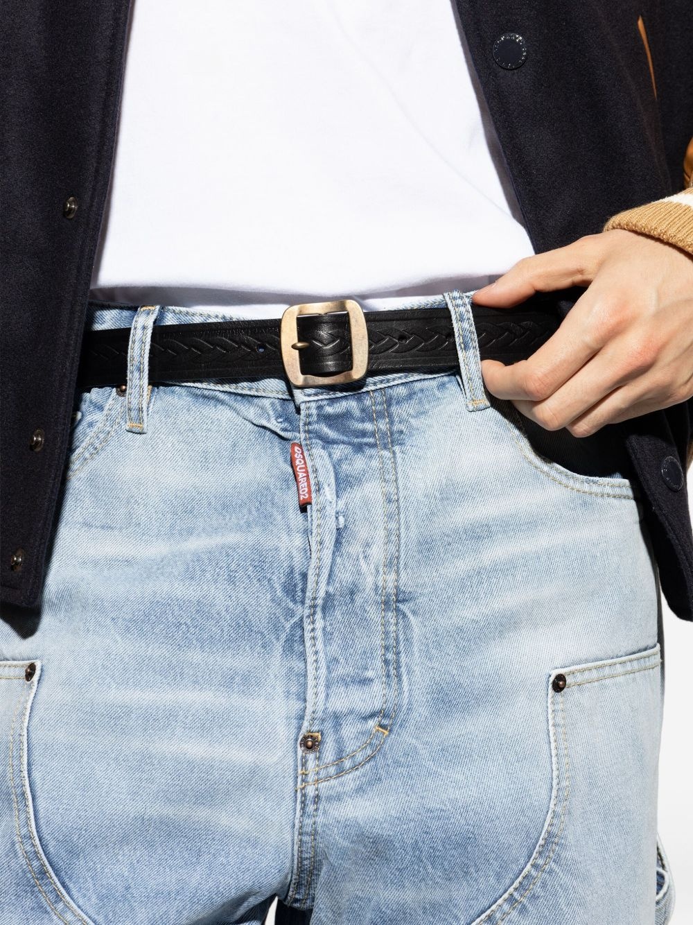 braided leather belt - 4