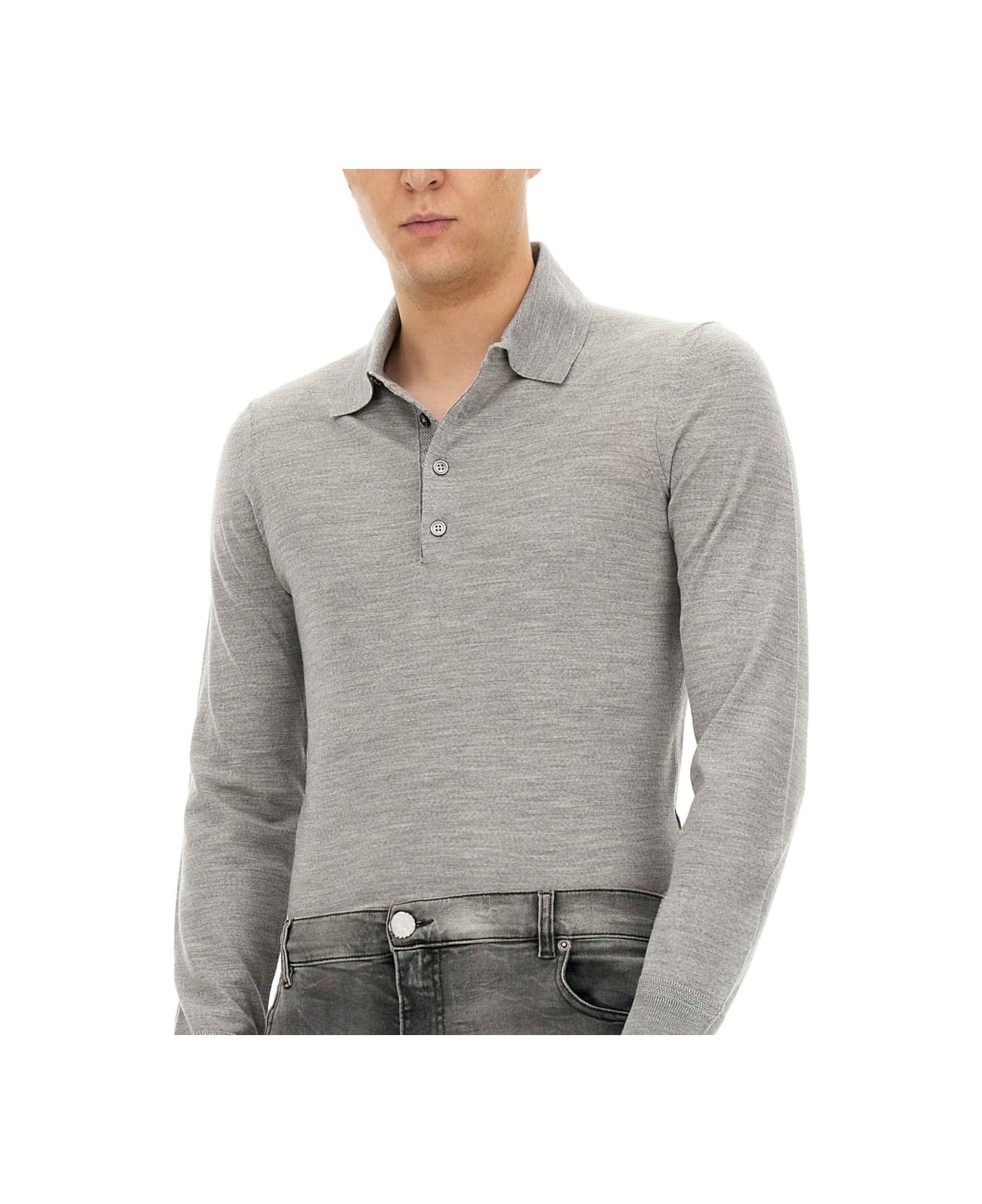 Long-sleeved Knitted Polo Shirt - 4