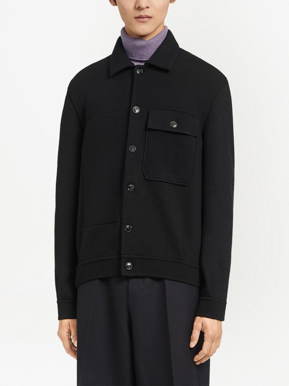 button-up cashmere shirt jacket - 3