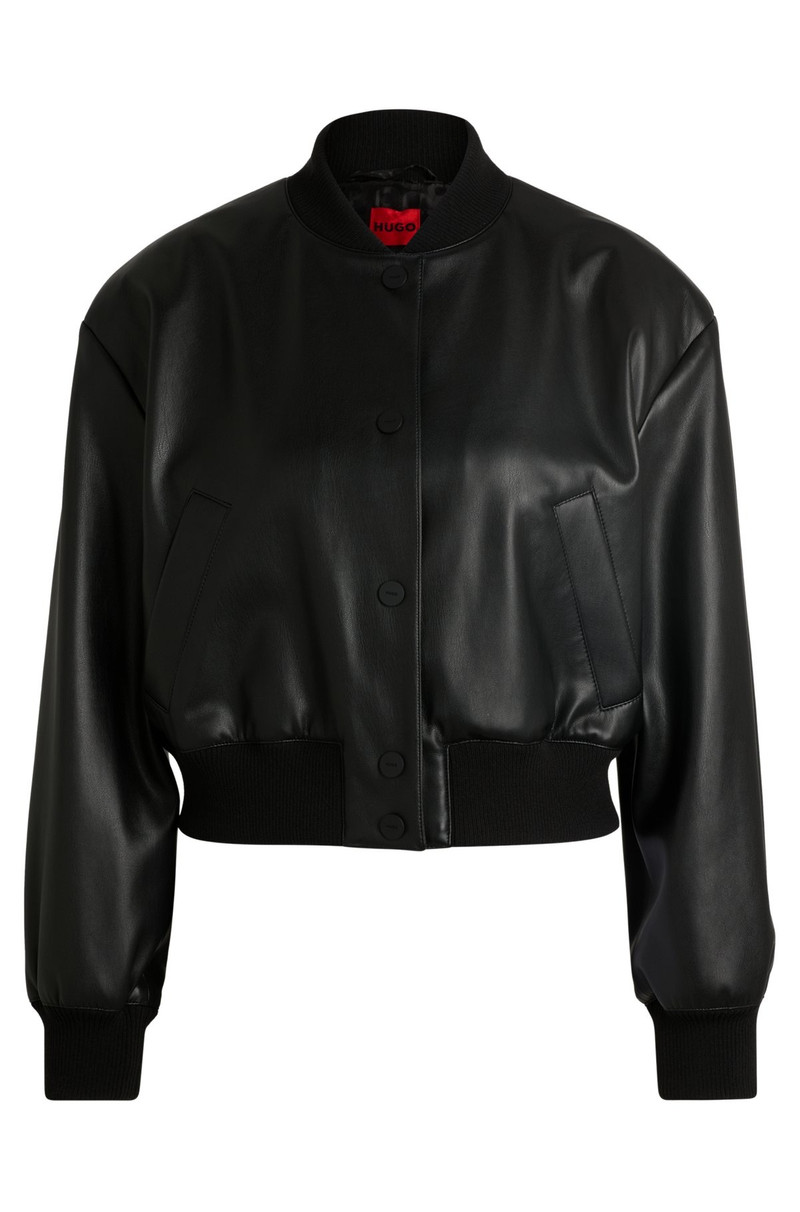 FAUX-LEATHER BOMBER JACKET WITH STACKED LOGO 1