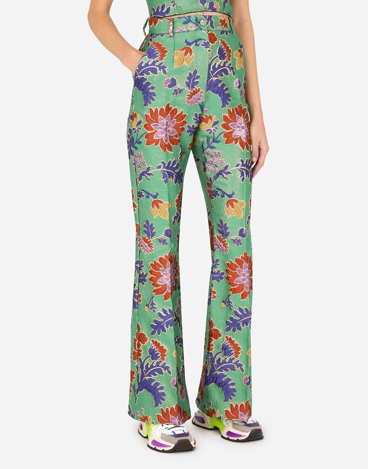 Lurex jacquard flared pants - 4