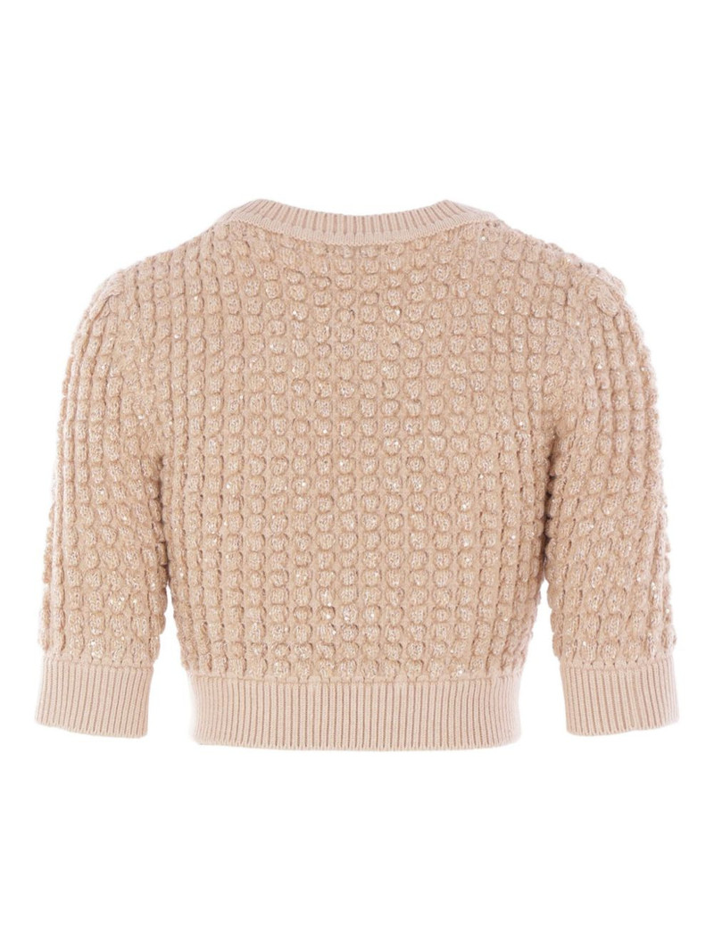 ELISABETTA FRANCHI sequin-embellished cable-knit sweater outlook