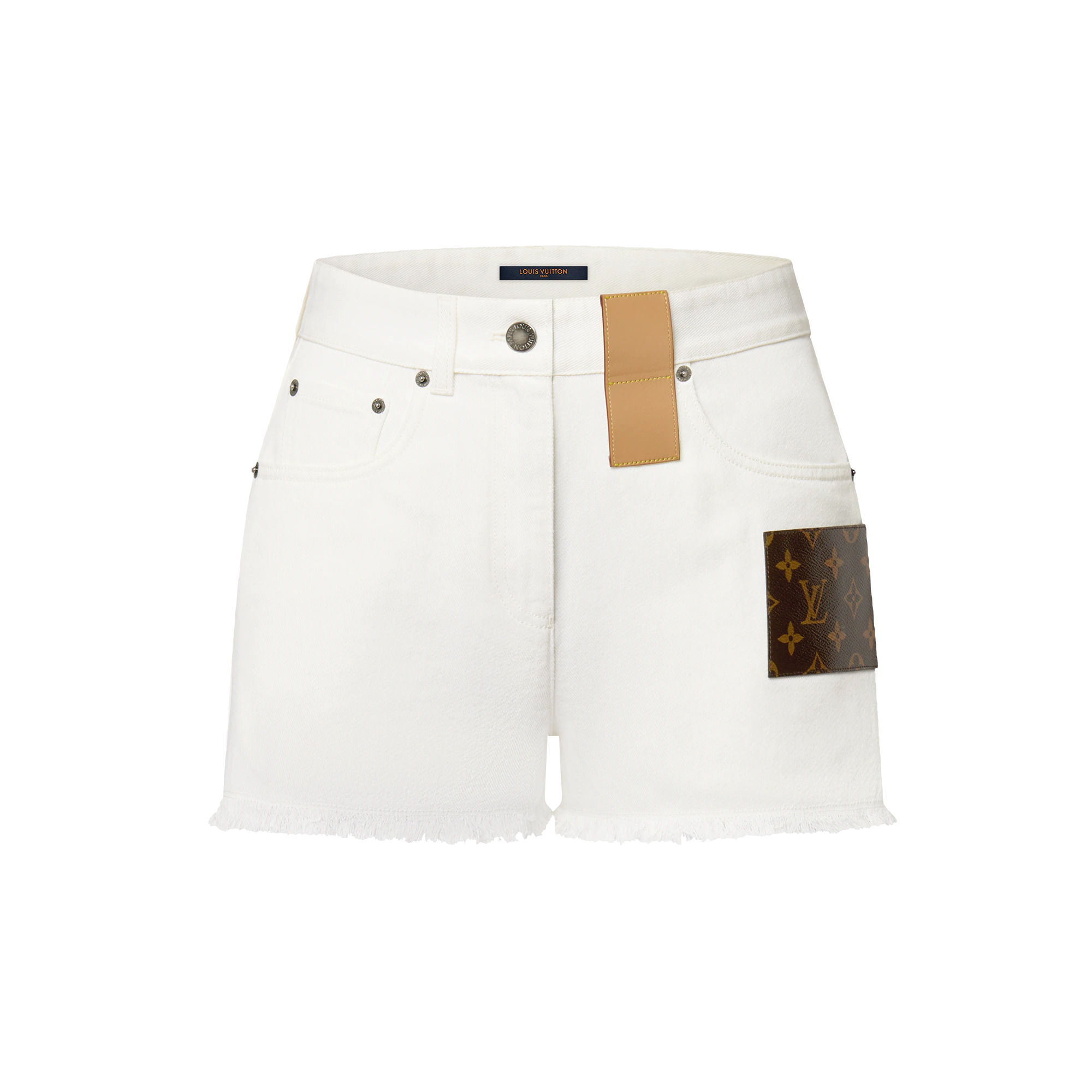 Monogram Accent Denim Mini Shorts - 1