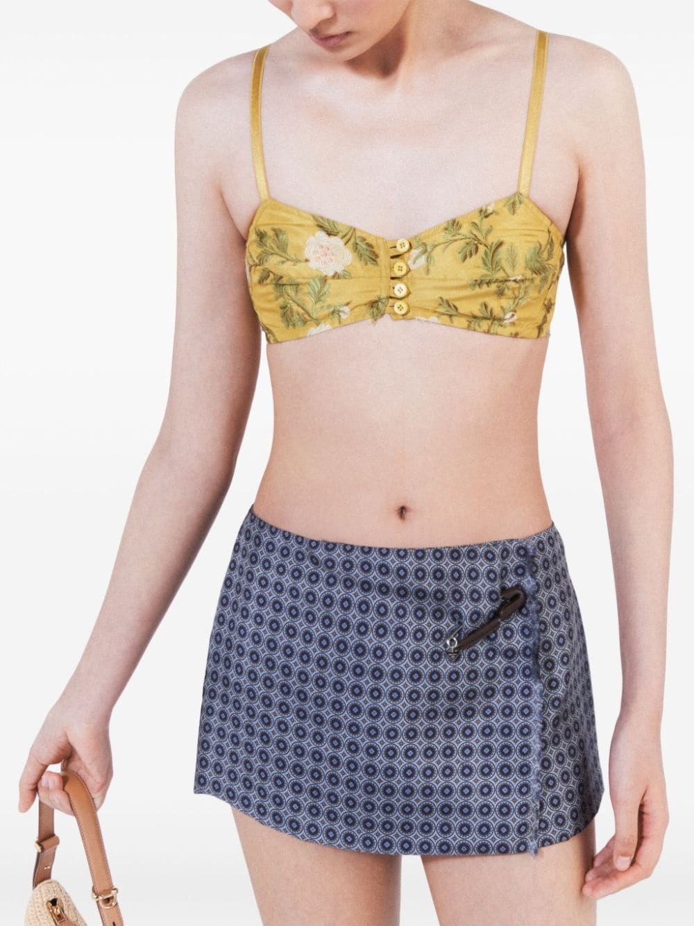 Prada floral-jacquard silk bralette top | farfetch | REVERSIBLE