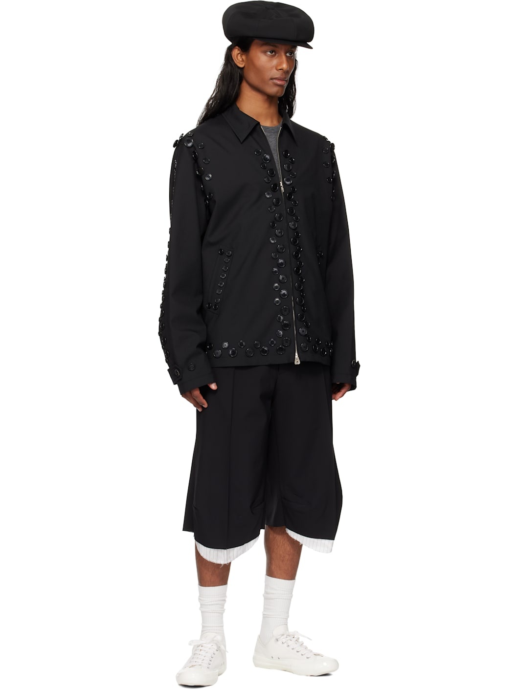 Black Zip Up Brit Jacket - 4