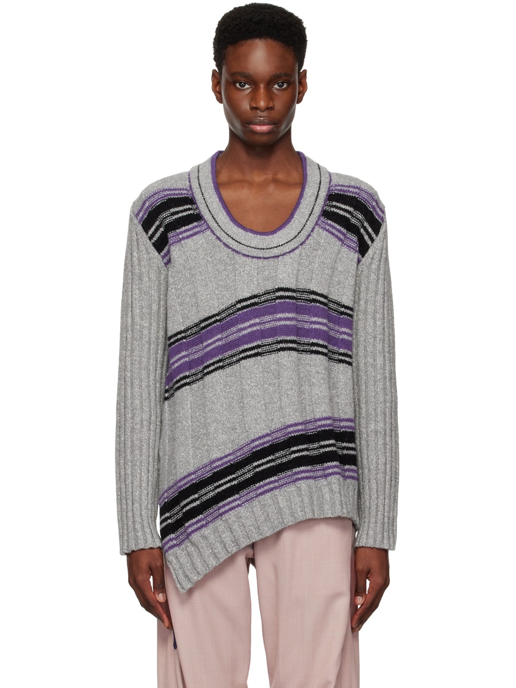 Gray & Purple Brutus Sweater - 1