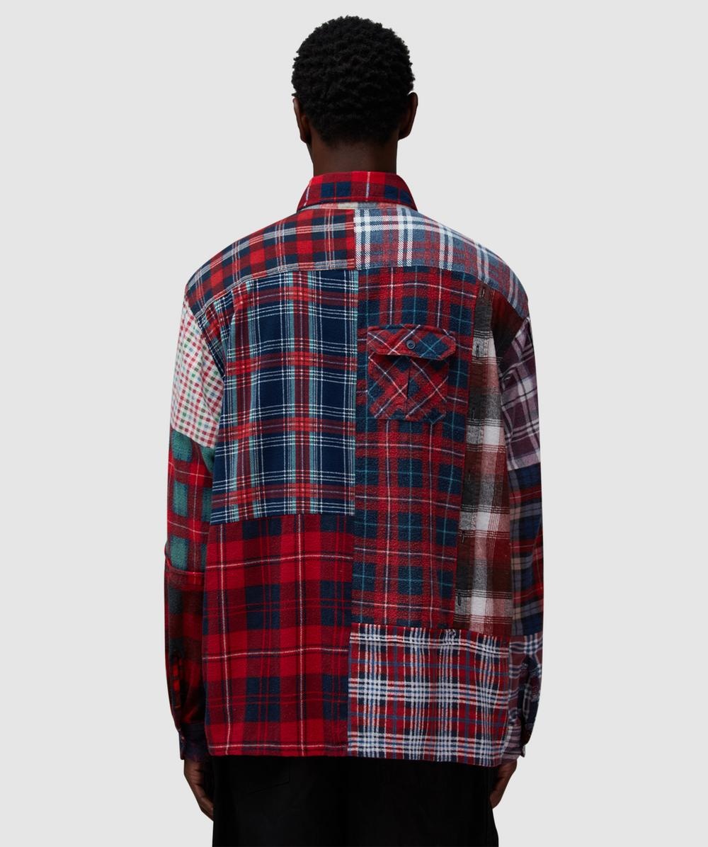 Straight hem flannel shirt - 3