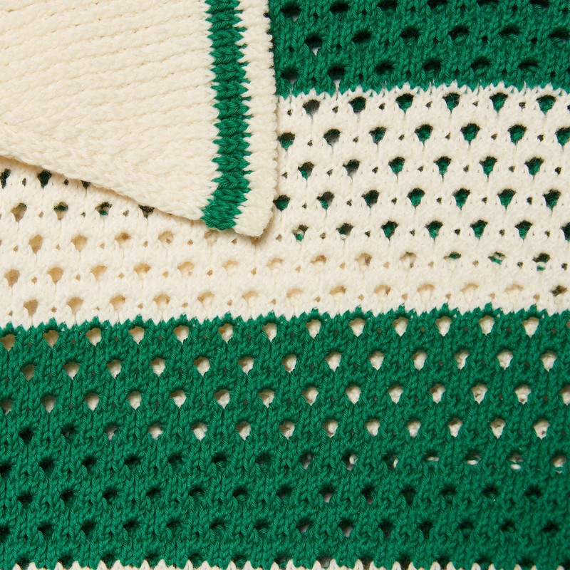 Cotton crochet striped polo T-shirt 4