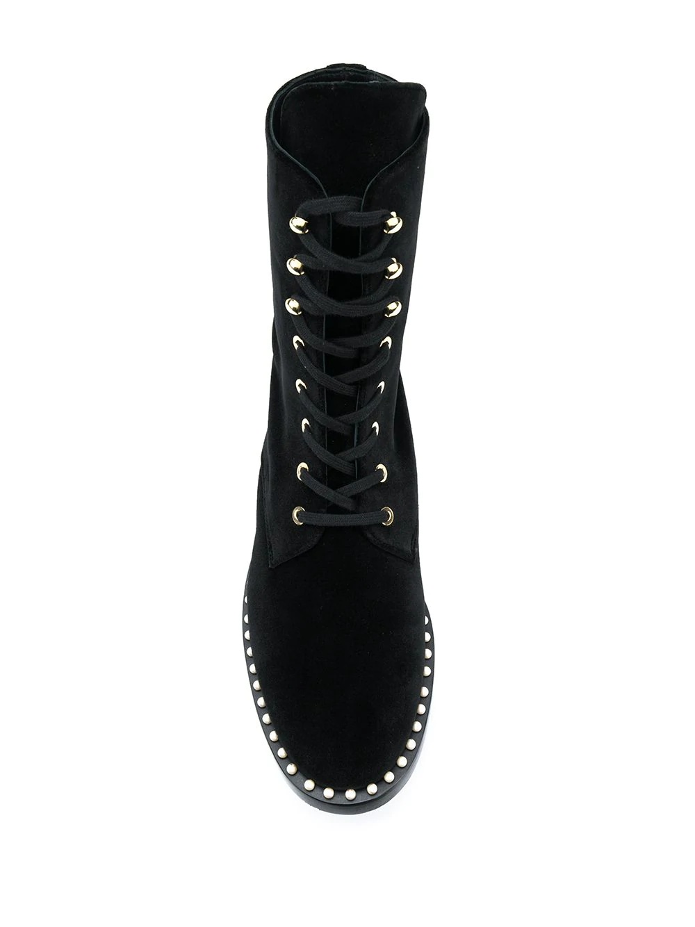 pearl-embellished lace-up boots - 4