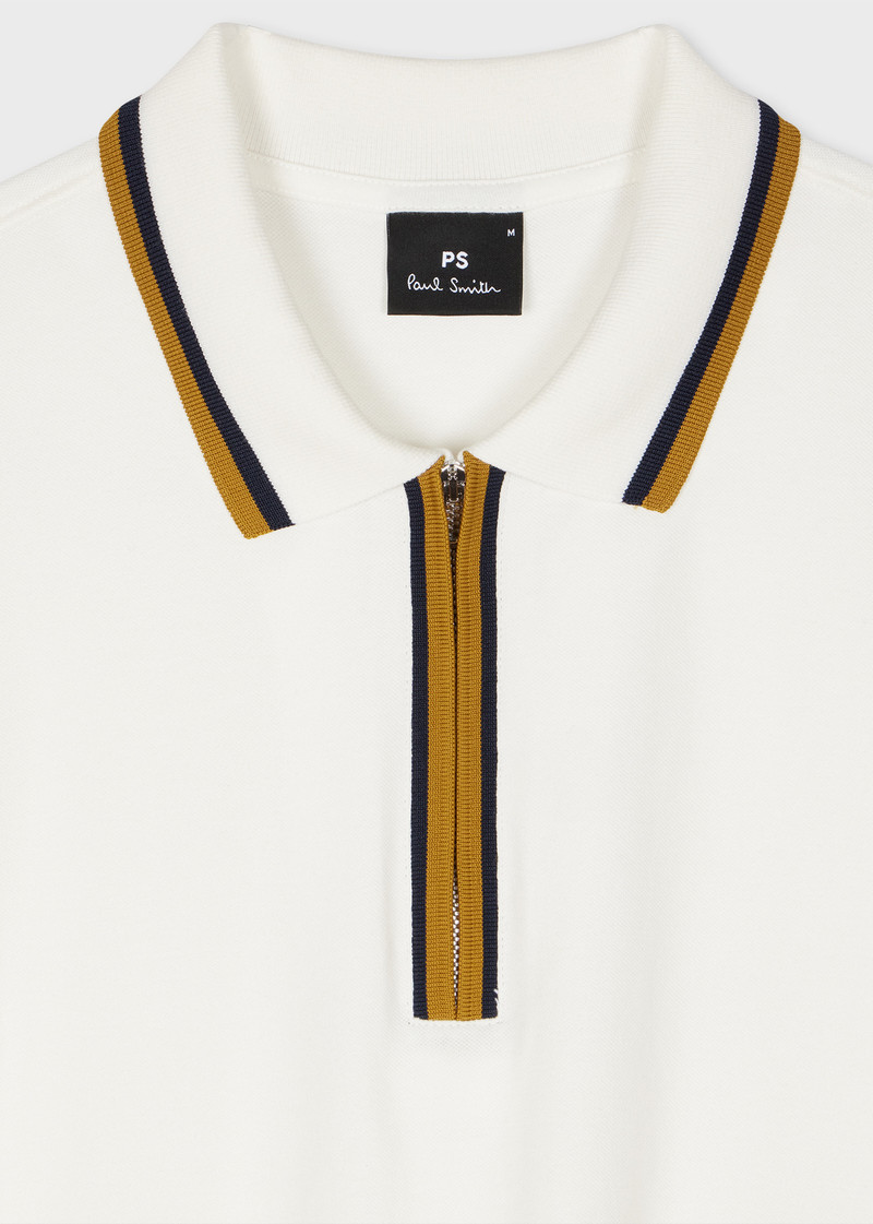 Paul Smith Ecru Zip-Neck Polo Shirt With Contrast Tipping outlook