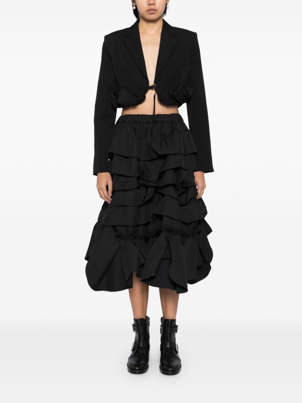 ruffled tiered midi skirt - 2