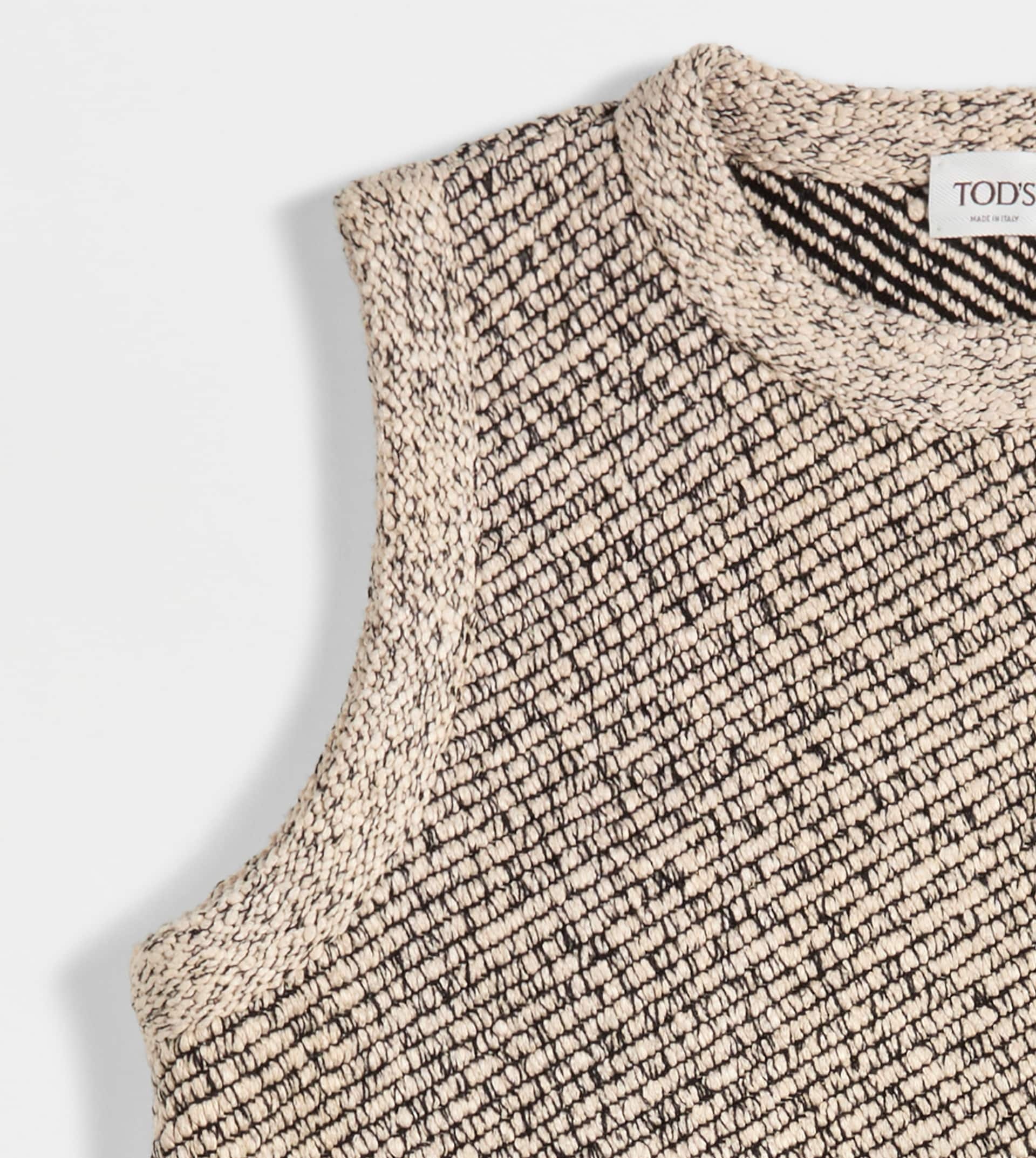 TOP IN MOULINÉ KNIT - BEIGE, BLACK - 8