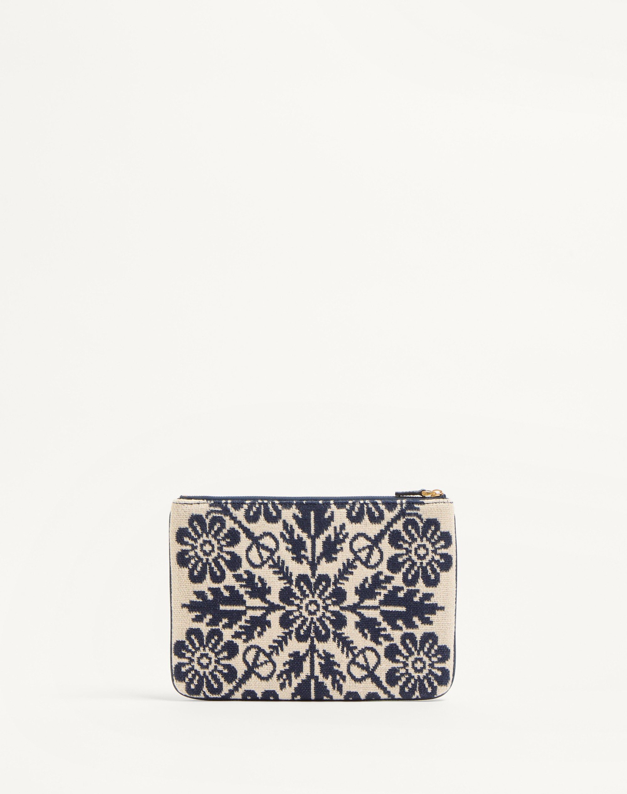 VLOGO SIGNATURE POUCH IN JACQUARD FABRIC WITH FLORAL PATTERN - 5
