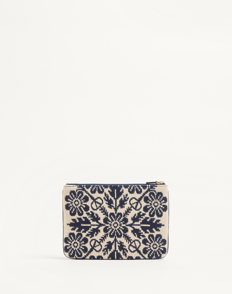 VLOGO SIGNATURE POUCH IN JACQUARD FABRIC WITH FLORAL PATTERN 5