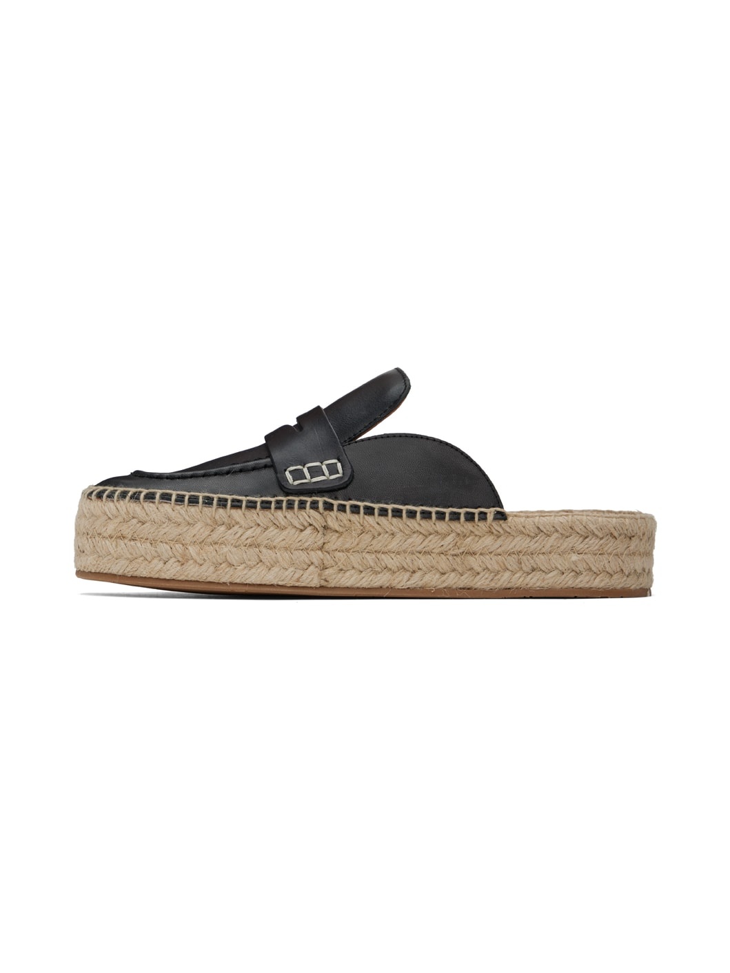 Black Leather Espadrilles - 3