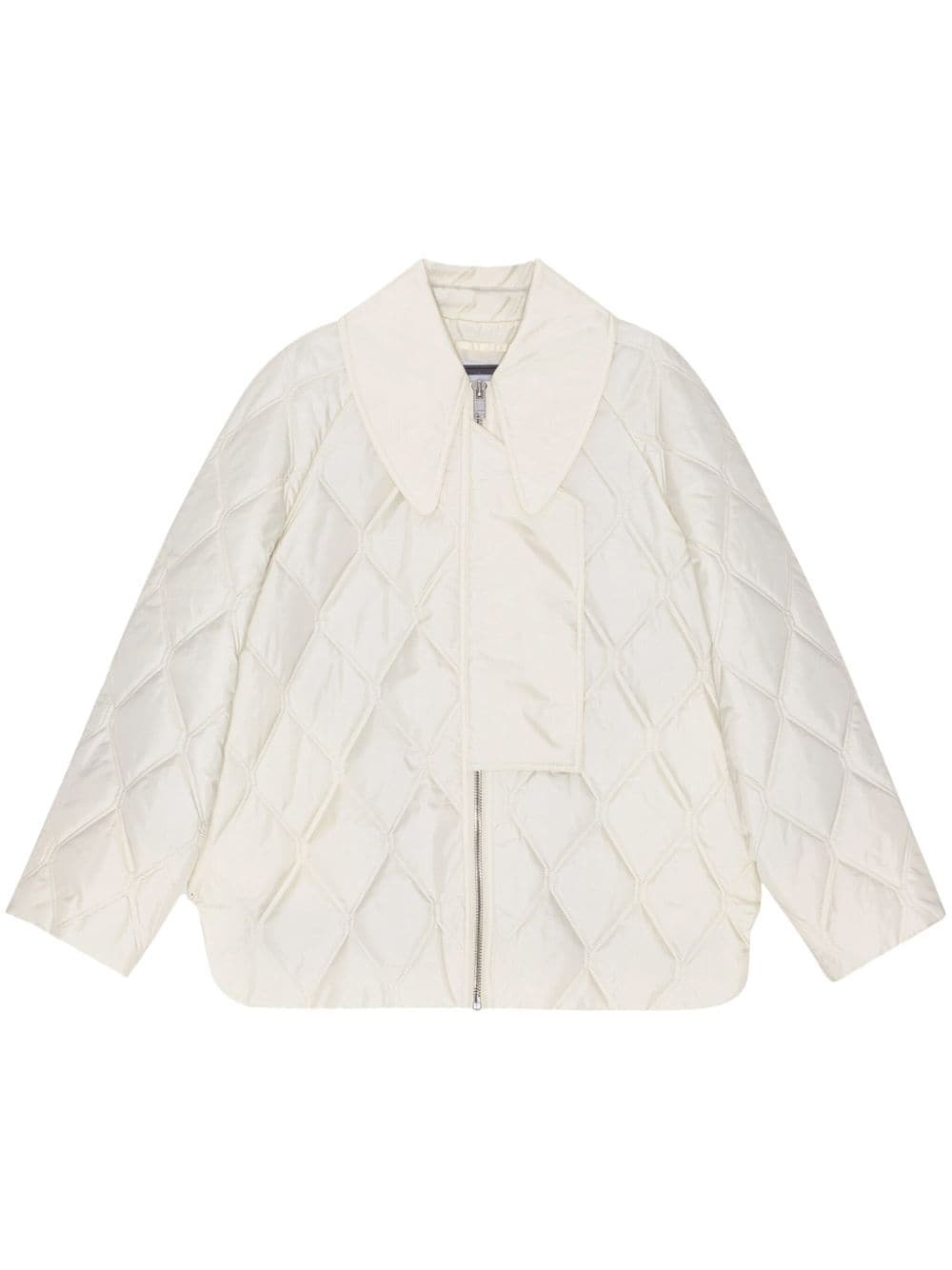 pointed-collar diamond quilting jacket - 1