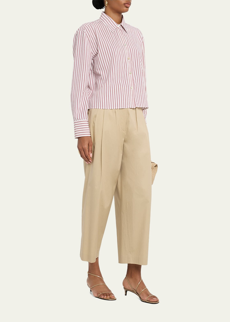 Vince Stripe Cropped Button-Front Shirt outlook