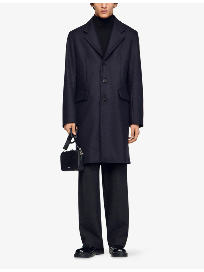 Sandro Single-Breasted Notch-Lapel Wool-Blend Coat outlook