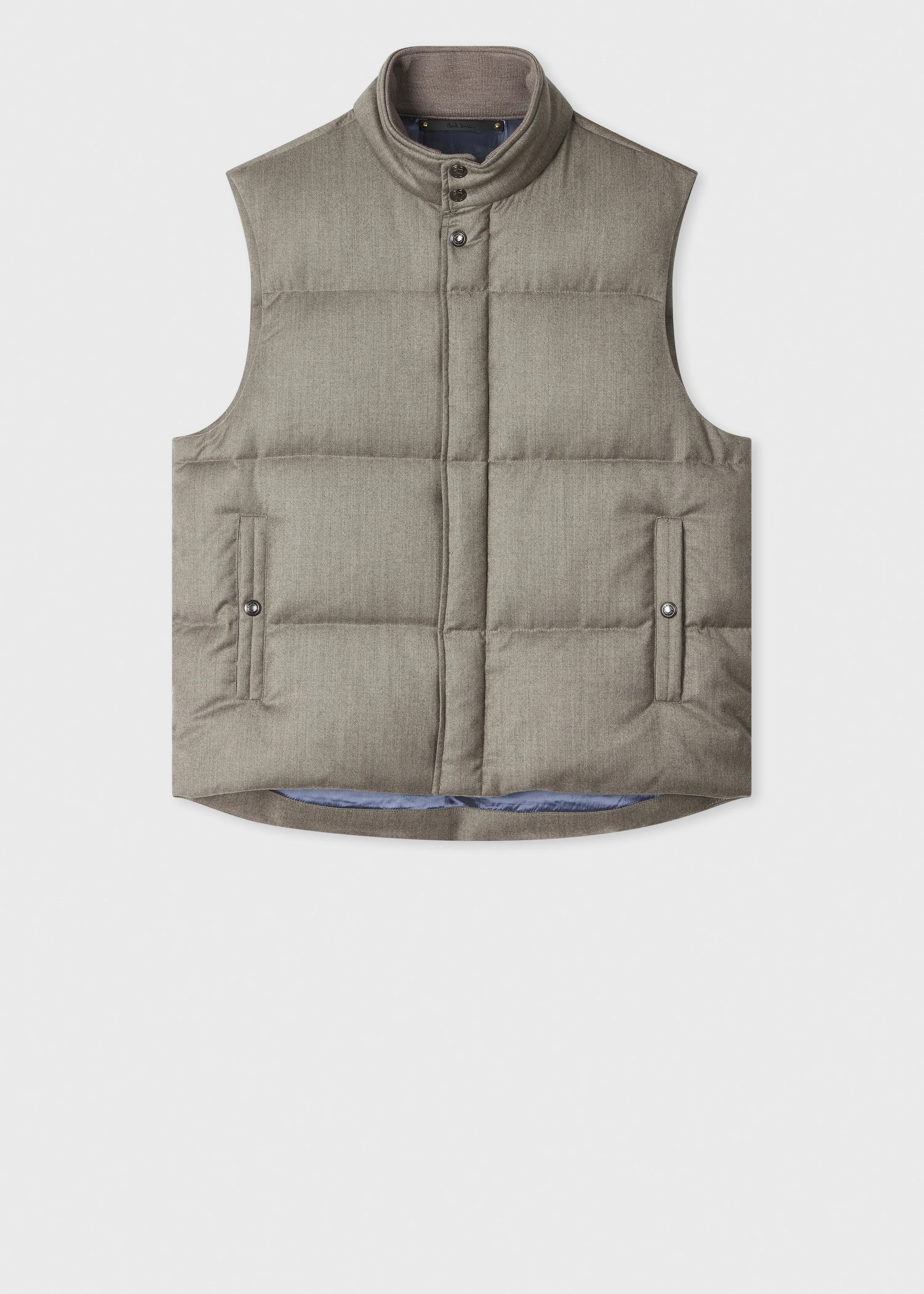 Grey Overdyed Wool-Cashmere Flannel Down Gilet - 1