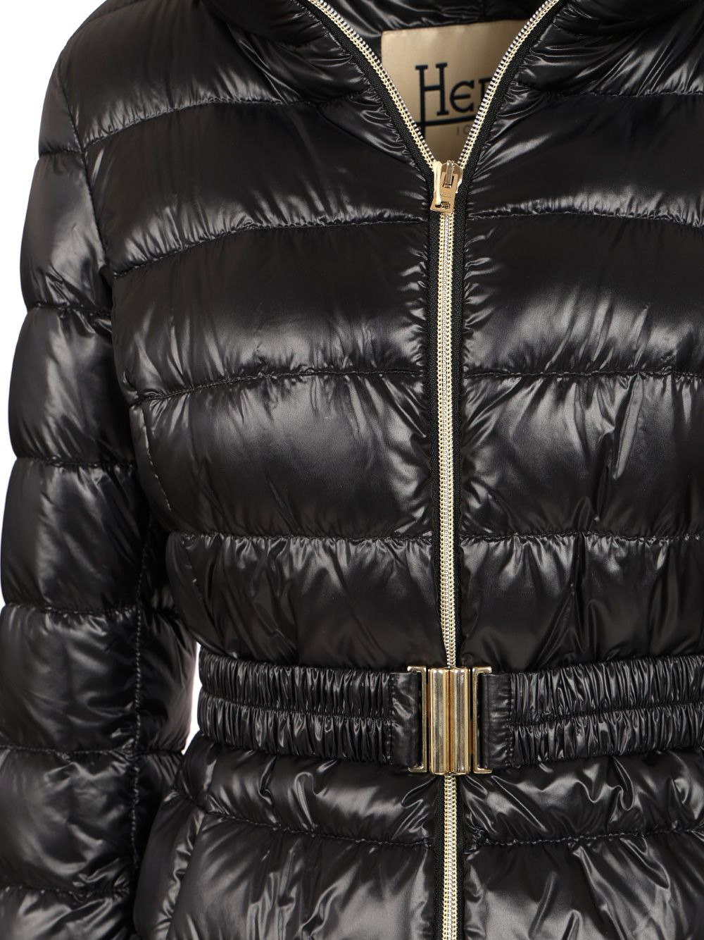 Shniy Padded Down Jacket With Belt Coats Black - 4