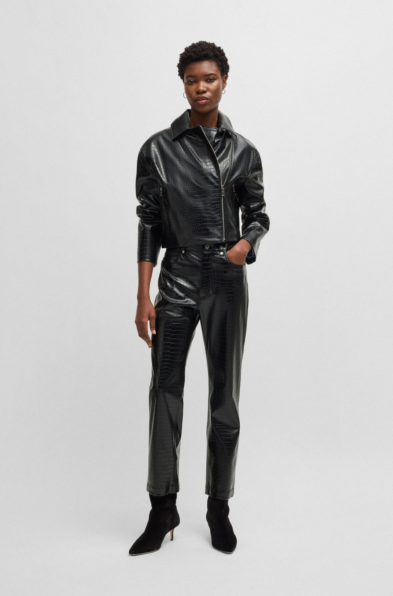 BOSS CROCODILE-EMBOSSED BIKER JACKET IN FAUX LEATHER outlook