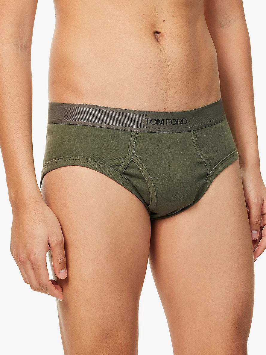 Logo-Waistband Classic-Fit Stretch-Cotton Briefs - 4