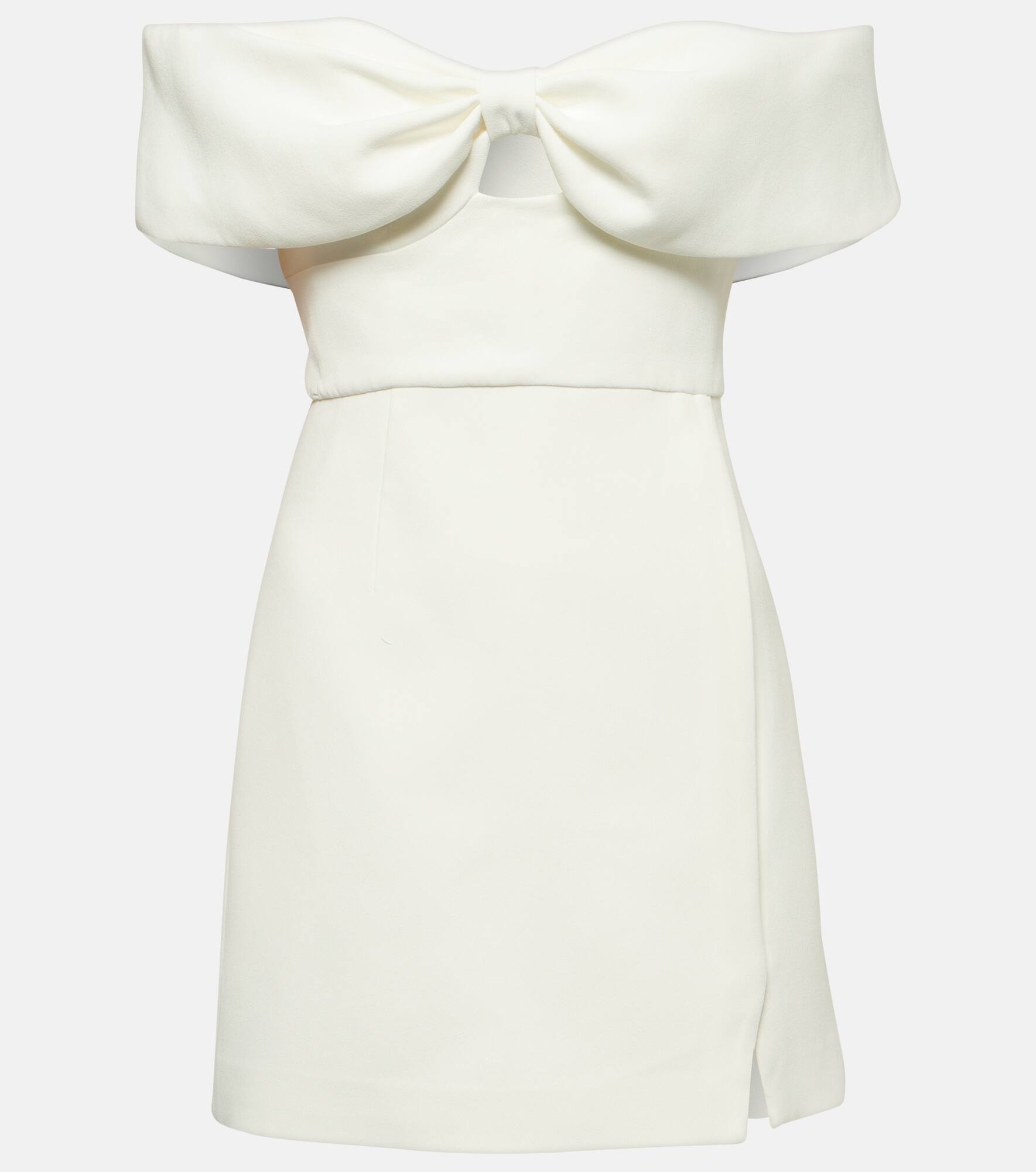 Bow-detail off-shoulder crêpe minidress - 1