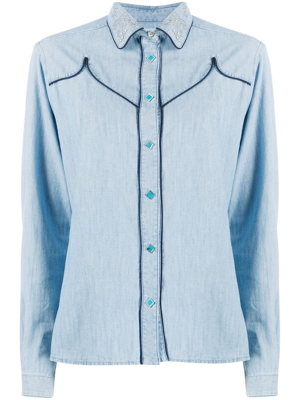 Alexa studded collar denim shirt - 1