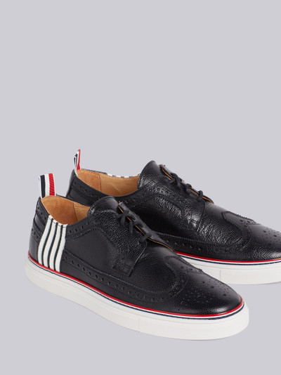 Thom Browne Black Pebbled 4-Bar Brogue Sneaker outlook