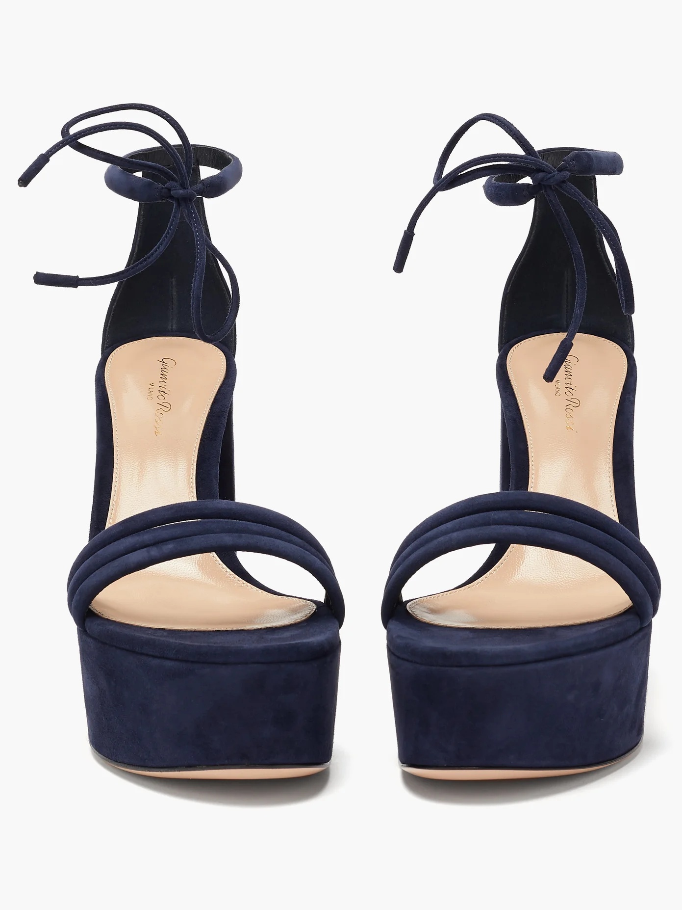 Ankle-tie suede platform sandals - 5