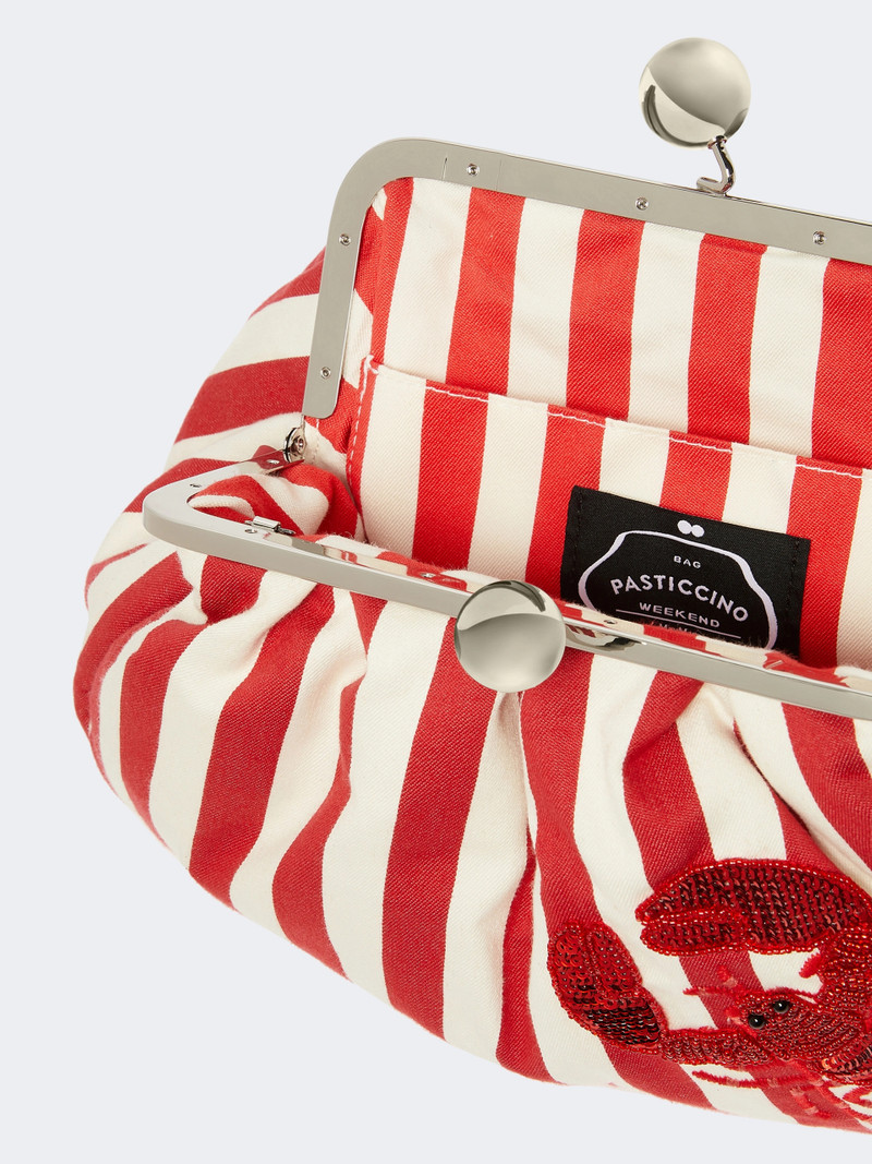 GERUSIA Medium striped cotton Pasticcino bag - RED 5