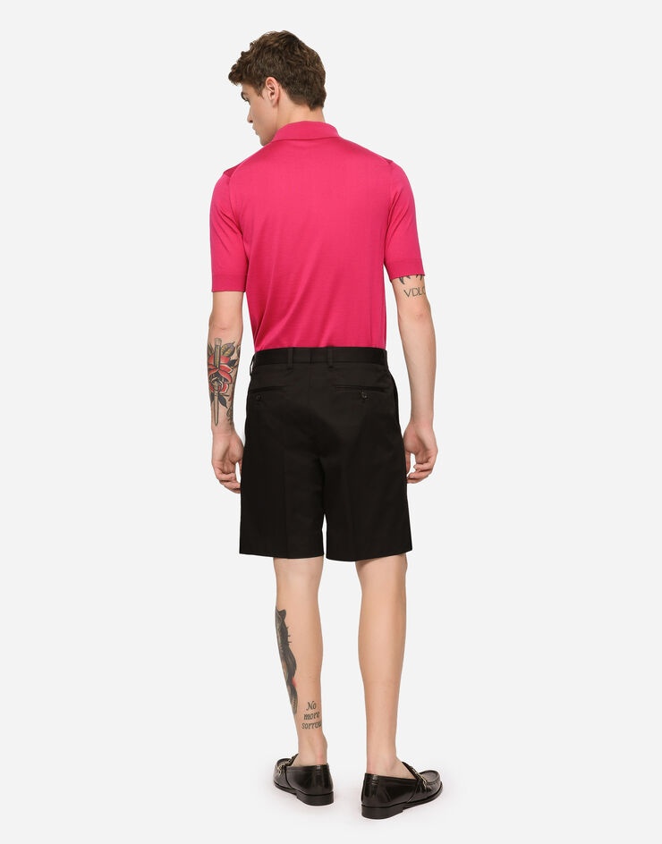 Stretch cotton shorts with DG patch - 5