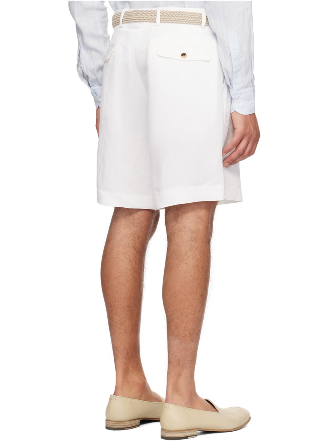 White Pleated Shorts - 3