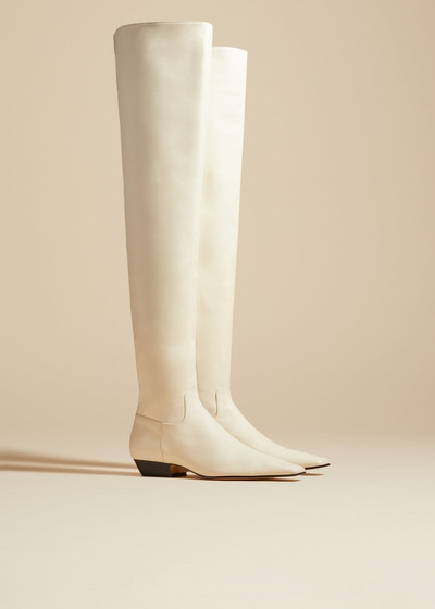 KHAITE The Marfa Over-the-Knee Flat Boot in Off-White Leather outlook