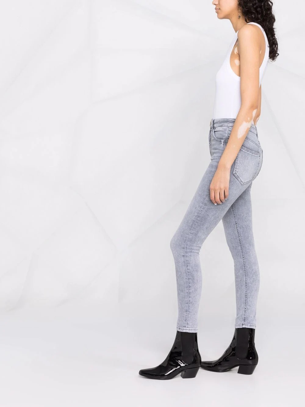 skinny cropped faded jeans - 6