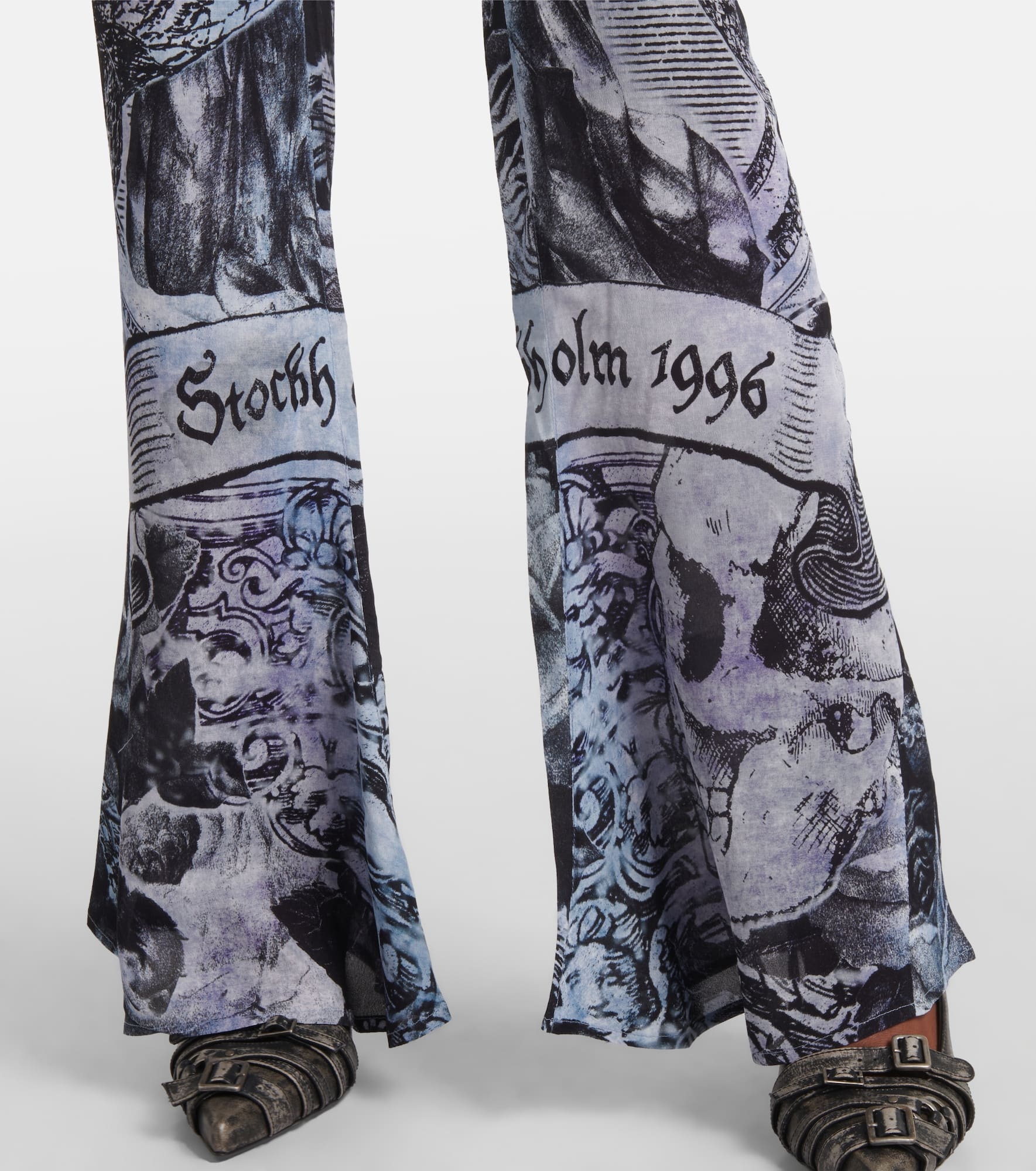 Printed high-rise flared pants - 5