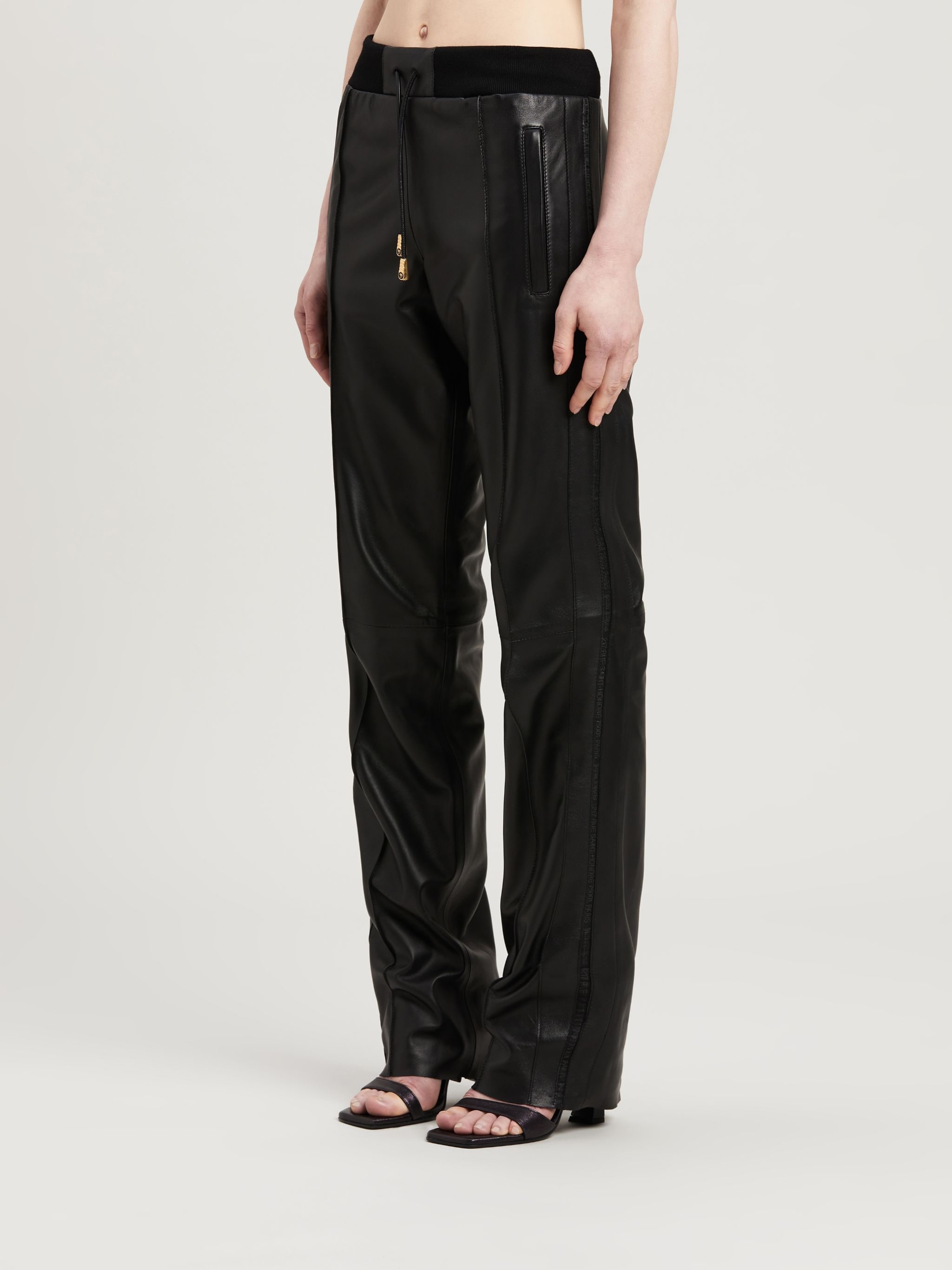 LEATHER TRACK PANTS - 4