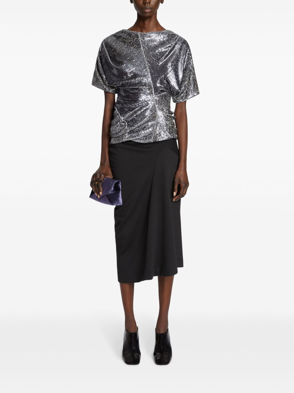 draped cotton midi skirt - 2