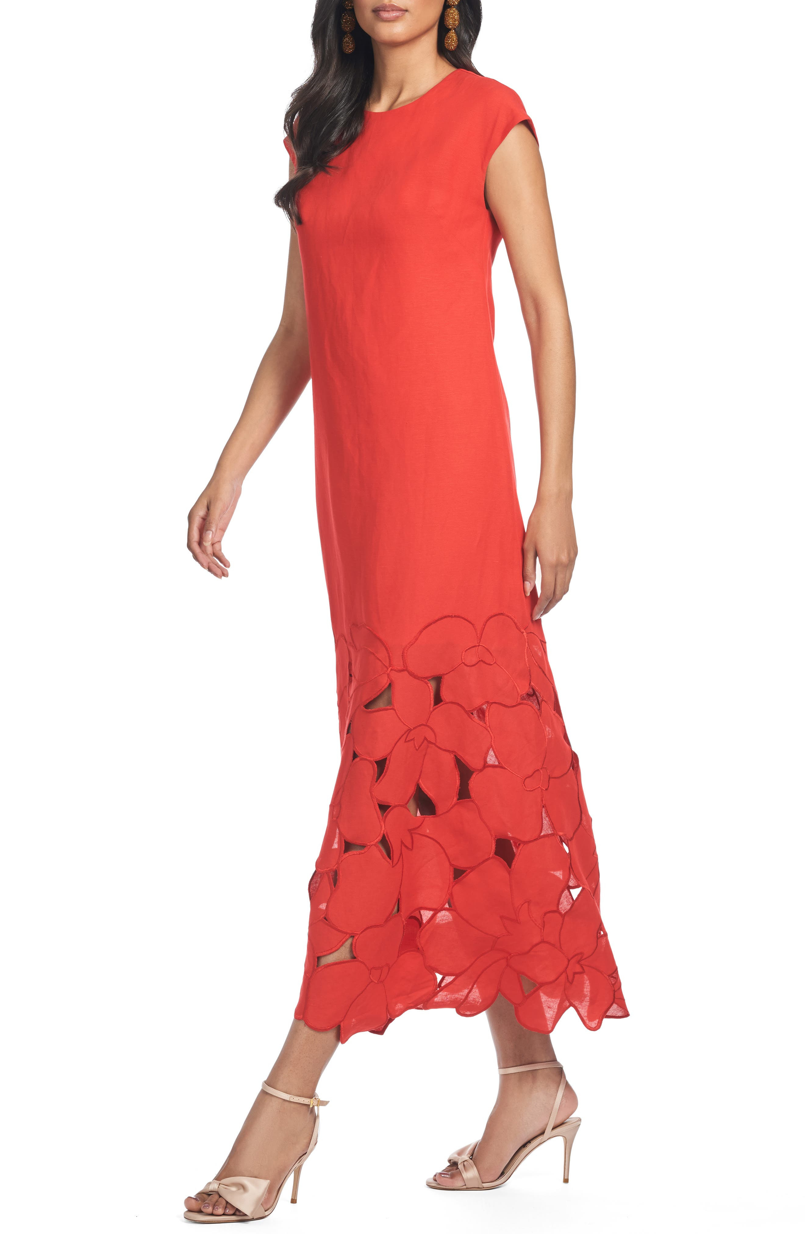 Sachin & Babi Sabette Embroidered Linen Blend Dress in Cherry Red at Nordstrom - 3