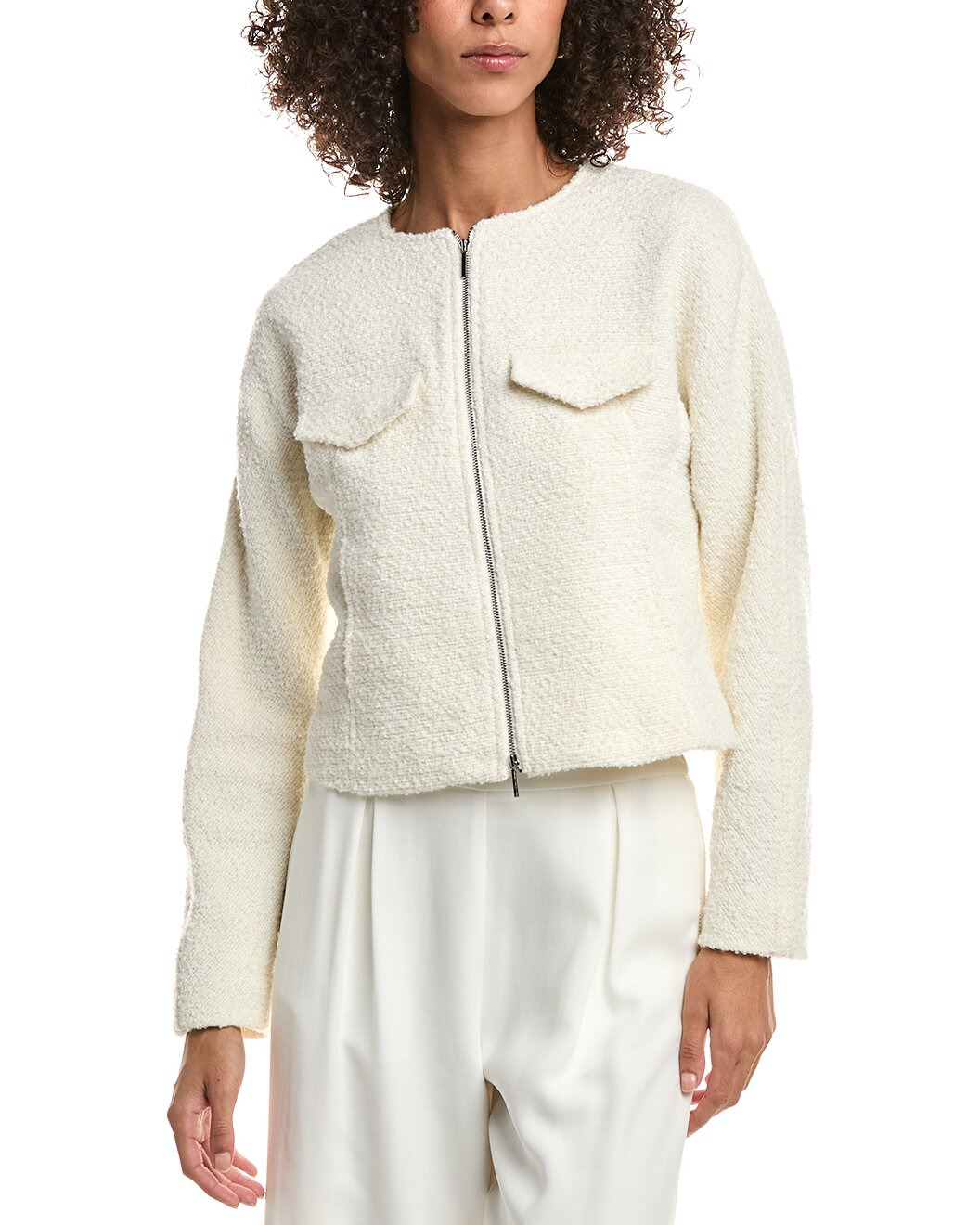 Derek Lam 10 Crosby Prewett Zip Front Wool-Blend Jacket - 1